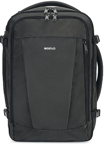 ECOHUB Rucksack 40x20x25 Ryanair Handgepäck 13 Taschen Reiserucksack Flugzeug Carry-ons Wasserdichter Rucksack Damen Klein PET-Recycelte Umweltfreundliche 20L,Patentiert(Grau)