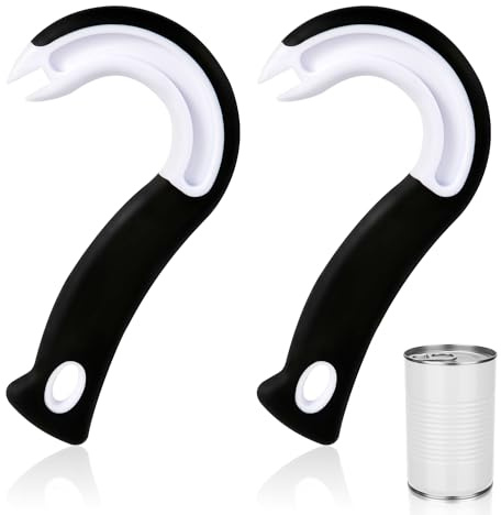 2pcs Easy Open Ring Pull Can Opener, Hook Can Opener Pull Tab No-Slip Rubber Grip Can Lid Lifter Manual Ring Top Soda Opener Tool for Elderly, Children, Weak Hands (03063) (03063)