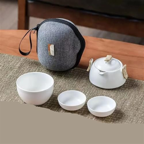 GaRcan Teekannen-Set Outdoor Teegeschirr Keramik Becher SHU Puer Tassen Und Becher Samowar Topf Reise Tee-Set Tragbare Kung Fu Tee-Set 1 Teekanne 3 Tassen Weihnachts Teekanne Und Tasse Set(B)