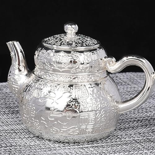 BURLOE Vintage Turkish Coffee Pot, Teapot Metal Tea Glasses Coffee Pot Moroccan for Home Tea Party Coffee Cups Turkish,Silver