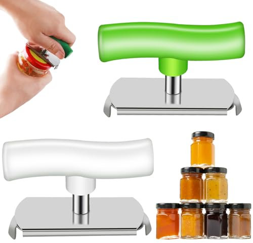 2 Stück Dosenöffner, Flaschenöffner für Senioren Deckelöffner Manuell Glasöffner Schraubdeckelöffner für Küche Geschäft Picknick Grün+Weiß