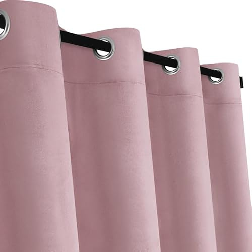 Voppi Ösenschal 140x260cm Dicker Polyester Velours 250g/qm pudrrosa rosa Fenstervorhang Balkonfenster Terrassenvorhang Interior Blickdicht