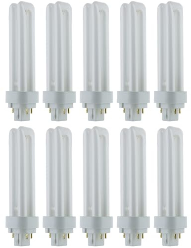 Diodesy- PLD18/E/SP27K Double Tube Compact Fluorescent Lamp 4-Pin G24Q-2 Base 18W 2700K Warm White 1080 Lumens Plug-in U-Shaped Twin Tube CFL Light Bulb Pack of 10