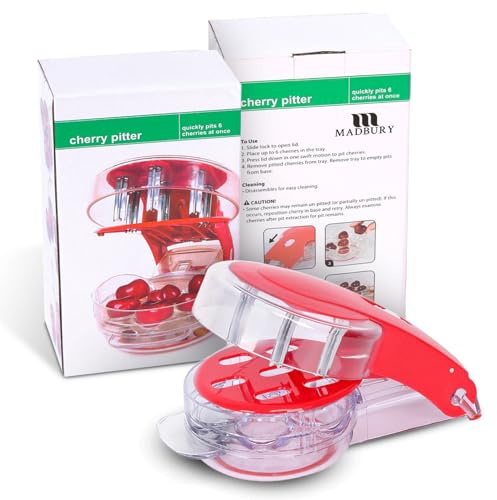 Cherry Pitter Tool - 6 Cherry Multi Pitter, Cherry Seed Remover & Cherry Pit Remover Tool, Stainless Steel Cherry Corer for Large Batch Prep, Baking, Canning & Olives