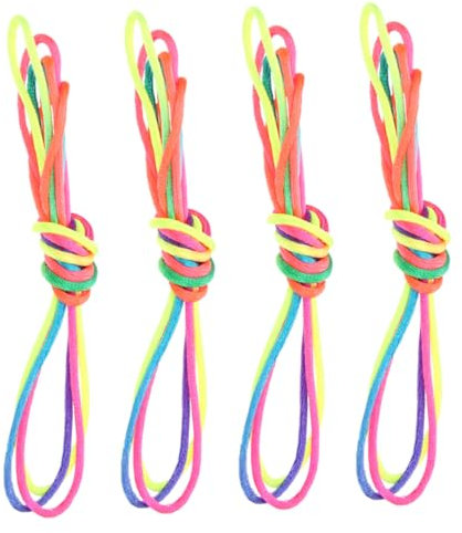 WHAMVOX Cat Cradle Strings and Colorful Finger Strings for Children, 1.6m Rainbow Hand Game Playthings, Portable 4pcs Rope Toys for Finger Coordination and Cooperative Games