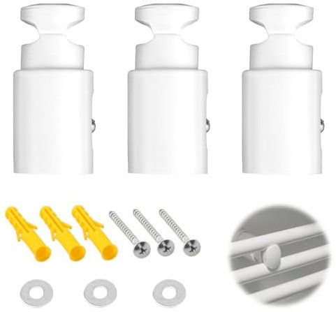 Set of 3 Radiator Holder Set, Radiator Holder, Bathroom Radiator Mounting Parts, Universal Towel Holder, Radiator Rail Bracket, with Mounting Accessories, for Towel Rail, Bathroom Radiator (White)