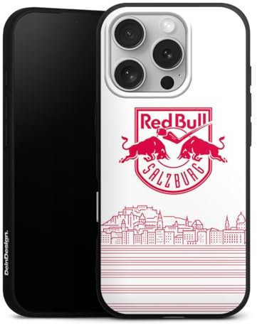 Premium Silikon Hülle kompatibel mit Apple iPhone 16 Pro Handyhülle schwarz Case Eishockey Skyline EC Red Bull Salzburg