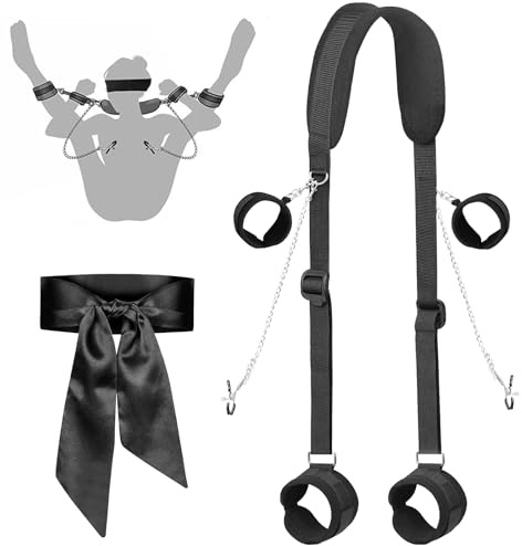 BDSM Bondageset Fessel Set Verstellbare Handschellen Liebesschaukeln, Fußfesseln, Seile und Nippelklemmen–Fesseln & Bondage Set für Anfänger und Paare, Perfektes Sexspielzeug für Frau & Mann