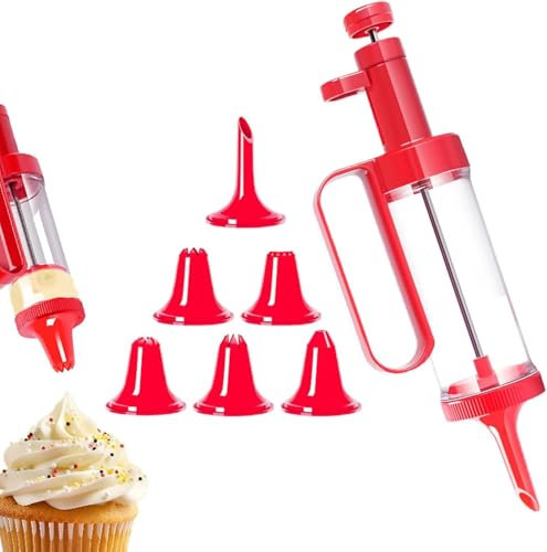 Cookie Press Set, Cookie Press Gun with 6-Piec Icing Nozzles for DIY Biscuit Maker, Cookie Press Set for Cookies Cake Decoration Kitchen Baking Christmas Party