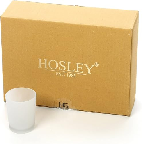 Hosley's Set of 12 Frosted White Glass Votive/Tea Light Holder. Ideal for Use with Tea Lights for Weddings, Parties, Aromatherapy, Votive Candle Gardens. Bulk Buy