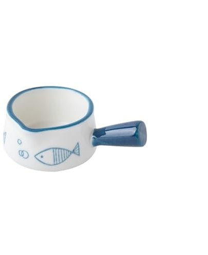 SDA287MZ Sauce Boat Mini Ceramic Gravy Boat, 1.7oz/50ml Ceramic Gravy Boat Milk Cow Sauce Jug with Smooth Handle Perfect for Salad Dressing, Broth, Cream, Milk Gravy Jug(Blue)