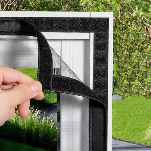 Fliegen Gitter Kippfenster 90x160cm Schwarz Fliegengitter für Dachfenster Fliegengitter Fliegengitter Gewebe Klettband Fliegengitter