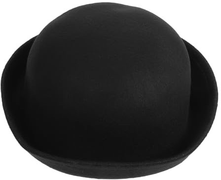 WRITWAA Damen Bowler Hut Aus Weicher Atmungsaktiver Wolle Mit Umgeschlagener Krempe Formstabil Nach Bügeln Modischer Schwarzer Wollfilzhut Für Herbst Und Winter Vielseitiger Kopfschmuck