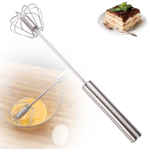 Halbautomatischer Schneebesen aus Edelstahl, 2025 Neuest whisk, Rührbesen für handmixer, Ergonomisch Schneebesen Quirl, spülmaschinengeeignet, rührstab für Mischen Schlagen Aufschäumen (M)