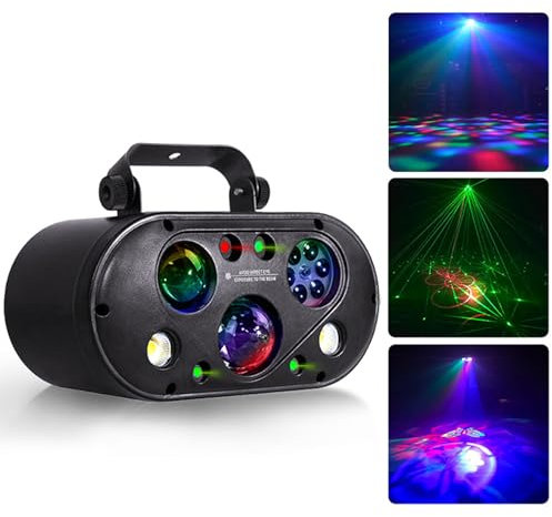 HJBFZZBD 6 en 1 Lumière à Effet LED Lumières Disco DJ Lumière D'ambiance KTV Flash Scène Bar Lumière Rotative à Faisceau Tremblant GOBO LED, Vague d'eau, Boule, Stroboscope