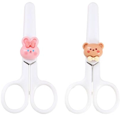 Conjunto de 2 piezas de tijeras para niños, estilo simple y lindo tijeras niños, cabeza redonda tijeras niños, con cubierta protectora para proteger la seguridad de su hijo.