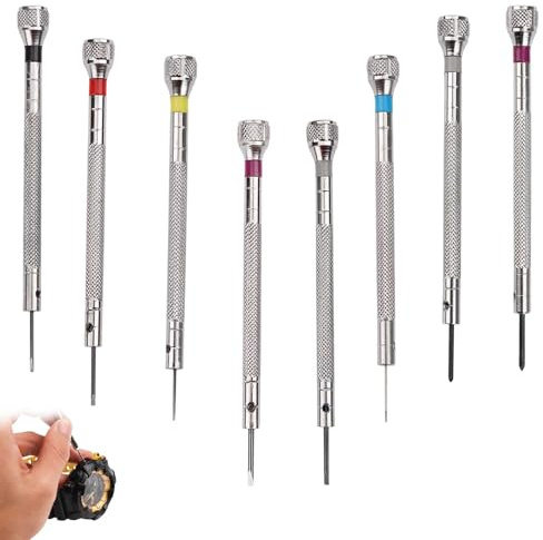 8 Pièces Kit Tournevis de Précision 0,6-1,6 mm, Tournevis Montre pour Réparation,Kit de Petit Tournevis Précision pour Réparation d'Horlogerie et Bijoux Tournevis de Haute Précision avec Poignées