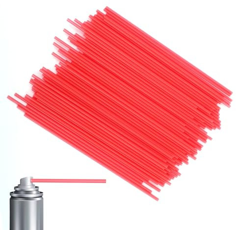 Lyreh 200pz Cannucce di Ricambio per Bombolette Spray, 12cm Cannucce Prolunga Bombolette Spray in Plastica per Spazi Ristretti Vernici Detergenti Lubrificanti Oli(Rosso)