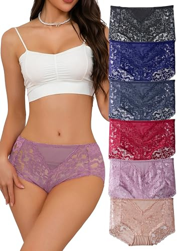 Hialegion Culotte Femme Taille Haute Grande Taille Lingerie en Dentelle sans Couture Invisible sous Les Vêtements en Confort Absolu au Quotidien 1XL