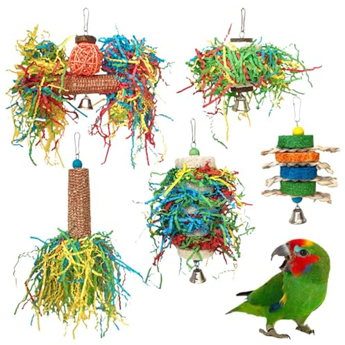 Giochi Per Pappagalli - Giocattoli Colorati per Uccelli da Sgranocchiare | Promuove Esercizio e Stimola Mente Dispensa Snack Resistente per Calopsite Cenerino