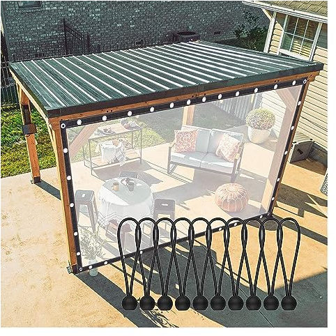 Partición impermeable para tienda de campaña para exteriores con paneles laterales, lona transparente de 4 x 4 m para pérgola, cenador, porche, cabaña, toldo resistente a la intemperie con ojales