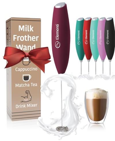 Elementi Mezclador de bebidas de mano, agitador eléctrico y potente varita mezcladora de proteínas en polvo, mini varita espumadora fácil de usar para cócteles rápidos y deliciosos, espumador de leche