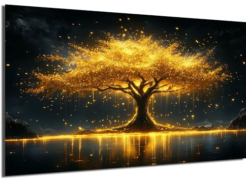 DRO Design - Baum des Lebens Bild auf Leinwand 56x84 cm XXL Groß Wohnzimmer Deko Modern Wandbild Kunstdruck auf Leinwand Bild Schlafzimmer über Bett Room Decor Geschenke Abstrakt