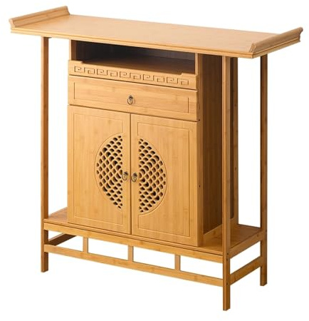 RTTZBOZ Meditations Altartisch mit Schubladen, Buddhistischer Altarschrank, Verandatische mit Ausziehbarer Ablagefläche, für Häuser, Tempel(120cm/47in)