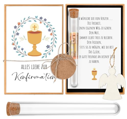 Hestya Konfirmation Geldgeschenke für Jungen Mädchen Geschenke zur Konfirmation Karte mit Reagenzglas Konfirmationsgeschenke Jungen Mädchen Konfirmationskarten Geldgeschenke Verpackung(Heiliger Gral)