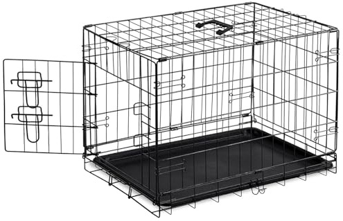 Sweetcrispy Dog Crate, 30 Inch Small Dog Puppy Cage, Foldable Pet Kennel | Single Door, Metal Kennel, Secure Lock, Removable Tray, Indoor Outdoor Training Travel