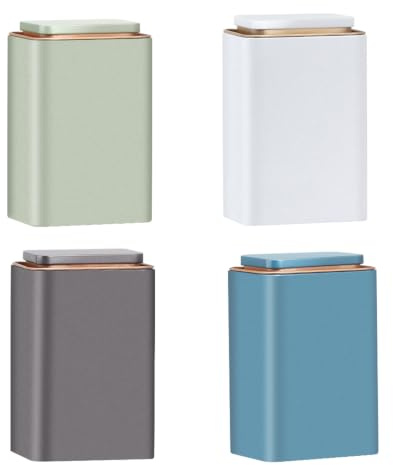 CLKUEH 4PCS Tea Coffee And Sugar Canisters Set 13x9x7 cm, Kitchen Canisters with Airtight Lip Teas Caddy for Tea Bags Mental Coffee Sugar Jars for Home Kitchen