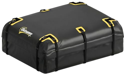 Outsunny Auto Dachbox 21 Kubikfuß Faltbar Wasserdicht Dachgepäckträger mit Anti-Rutsch-Matte 10 Schwerlastgurten 6 Türhaken Gepäckschloss Dachkoffer Gepäcktransport für Fahrzeuge mit/ohne Gepäckträger