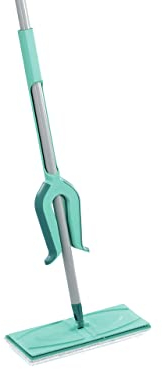 Leifheit Bodenwischer Picobello M micro duo mit Auspressmechanik am Stiel, Schrubber mit 2-Faser-Wischbezug aus Mikrofaser, Wischer mit 360°-Gelenk