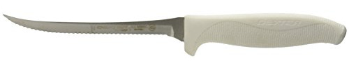 Dexter-Russell 24303 SofGrip 5½ Utility Knife| Narrow Scalloped High-Carbon DEXSTEEL Blade, Non-Slip Soft Rubber Grip Handle, Stain-Free Professional Kitchen Knife, NSF Certified, White