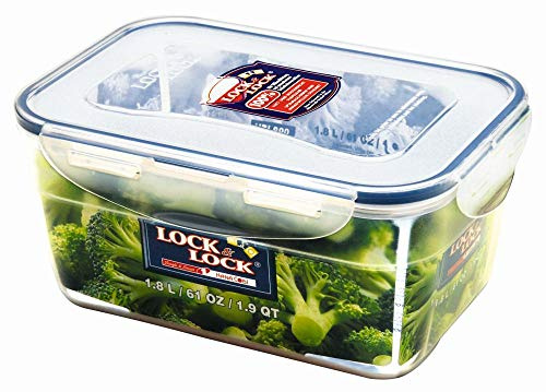 2 Stück Lock & Lock Frischhaltedose Nestables, Vorratsdose, rechteckig für 1,8 l, 210 x 146 x 94 mm, transparent, Set by Danto®
