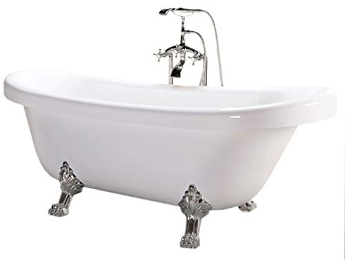 sIMBA S.R.L. Bañera Tradicional Independiente Freestanding Reforzada Acrílica 170X80X75 CM Mod. Margherita