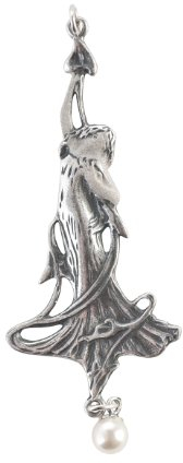 Anhänger Lilie 925 Silber Perlmuttperle Abhängung Jugendstil