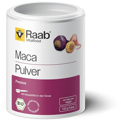 Raab Vitalfood Bio Premium Maca-Pulver aus 100% Bio Maca-Wurzeln aus den Anden aus Peru, Rohkostqualität, 1x 150 g Packung