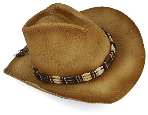 KarnevalsTeufel.de Strohut mit Holzdeko, Cowboyhut, Sommerhut, Sonnenhut, Urlaub, Freizeit, Stra...