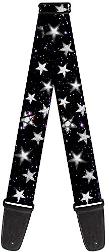 Buckle-Down GS-W30760 Gitarrengurt Glowing Stars In Space Schwarz Lila Weiß 5,1 cm breit