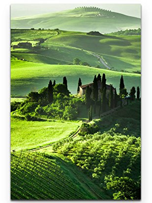 Paul Sinus Art Leinwandbilder | Bilder Leinwand 90x60cm grüne Hügellandschaft in der Toskana