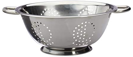 Relaxdays, 28 cm Ø Colador, Escurridor con Asas, Base Redonda, Escurreverduras, Plateado, Acero Inoxidable, 12 x 28 cm