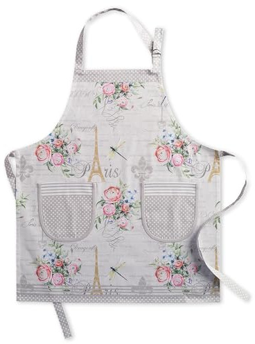 Maison d'Hermine Schürze, 100% Baumwolle (70 cm x 85 cm) | Verstellbarer Nackenriemen, Clothapron mit Mitteltasche und langen Bändern für Damen, Herren