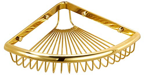 Duschablage für Badezimmer, Messingkorb, Organizer und Aufbewahrung von Shampoo und Seife, poliertes Gold