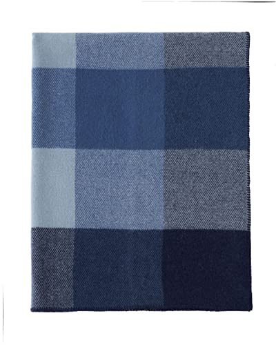 Klippan Block Wolldecke 130x180 cm hellblau, graublau, Mittelblau, dunkelblau