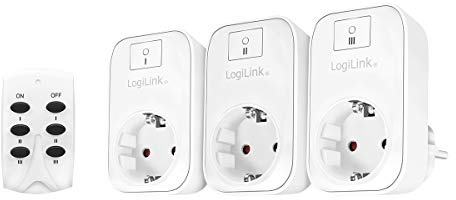 LogiLink EC0007 - Steckdosenset mit Fernbedienung bis zu 30m, 3X CEE 7/3, Innenbereich