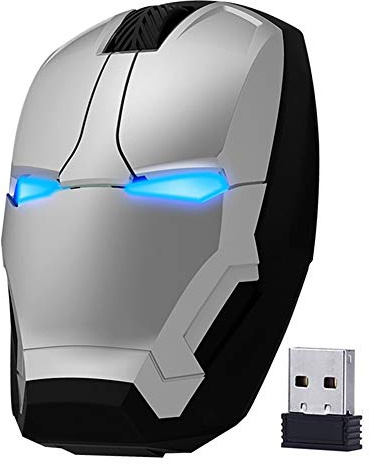 ECOiNVA Iron Man Mouse Kabellose Maus 2,4 G Optische Maus für Desktop Laptop PC Mac (Silber)