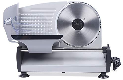 Meat Slicer, Electrical Slicing Machine Stainless Steel Bread Frozen Meat Cutter Mutton Food Cutter 110V 200W 0-15mm Slice Thickness Adjustable Convex Design for Meat, Cheese, Bread and Fruit