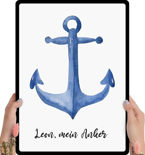 Elbeffekt Holzbild Anker - personalisierbar zum Hinstellen/Aufhängen optional beleuchtet, Alles ist Liebe mit Spruch auf Holz - Wand-Bild Aufsteller Dekoration - persönliches Geschenk