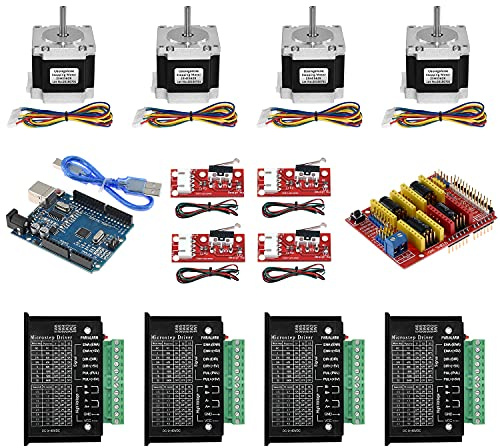 Twotrees 5628-8.0 Schrittmotorsatz,CNC Controller Kit mit Nema 23 Schrittmotor 8.0, TB6600 Schrittmotortreiber, GRBL CNC Shield Board, Switch Endstop